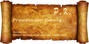 Pressburger Karola névjegykártya